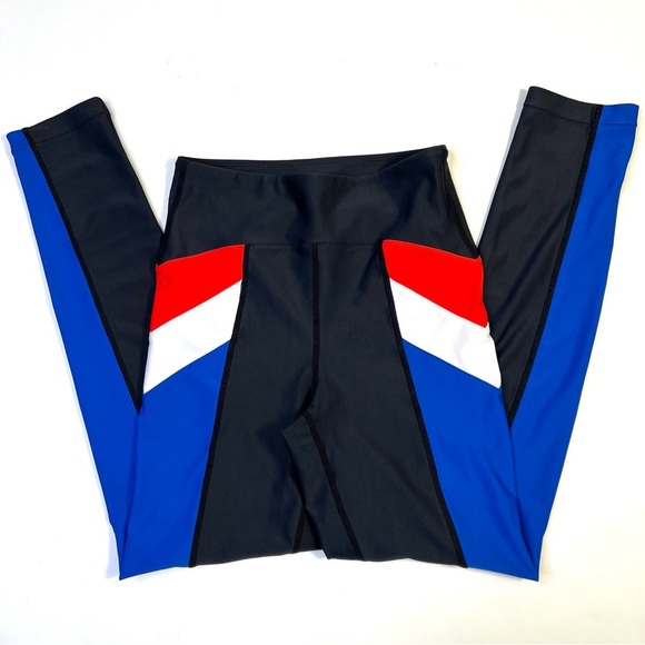 P.E Nation Side Stripe Red White Blue Sporty Athletic Leggings Size XS - Picture 9 of 14